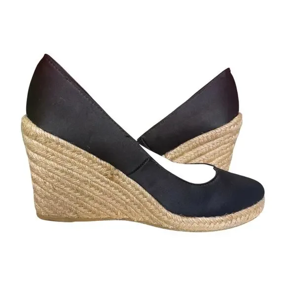 Rampage Matilda Black Espadrille Wedge Heels 7M summer wedge Jute Platform beach - Picture 3 of 11